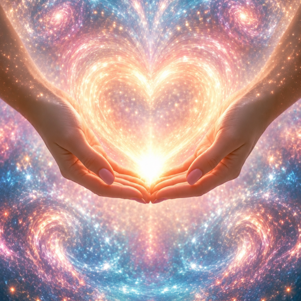Cosmic Heart in Cupped Hands